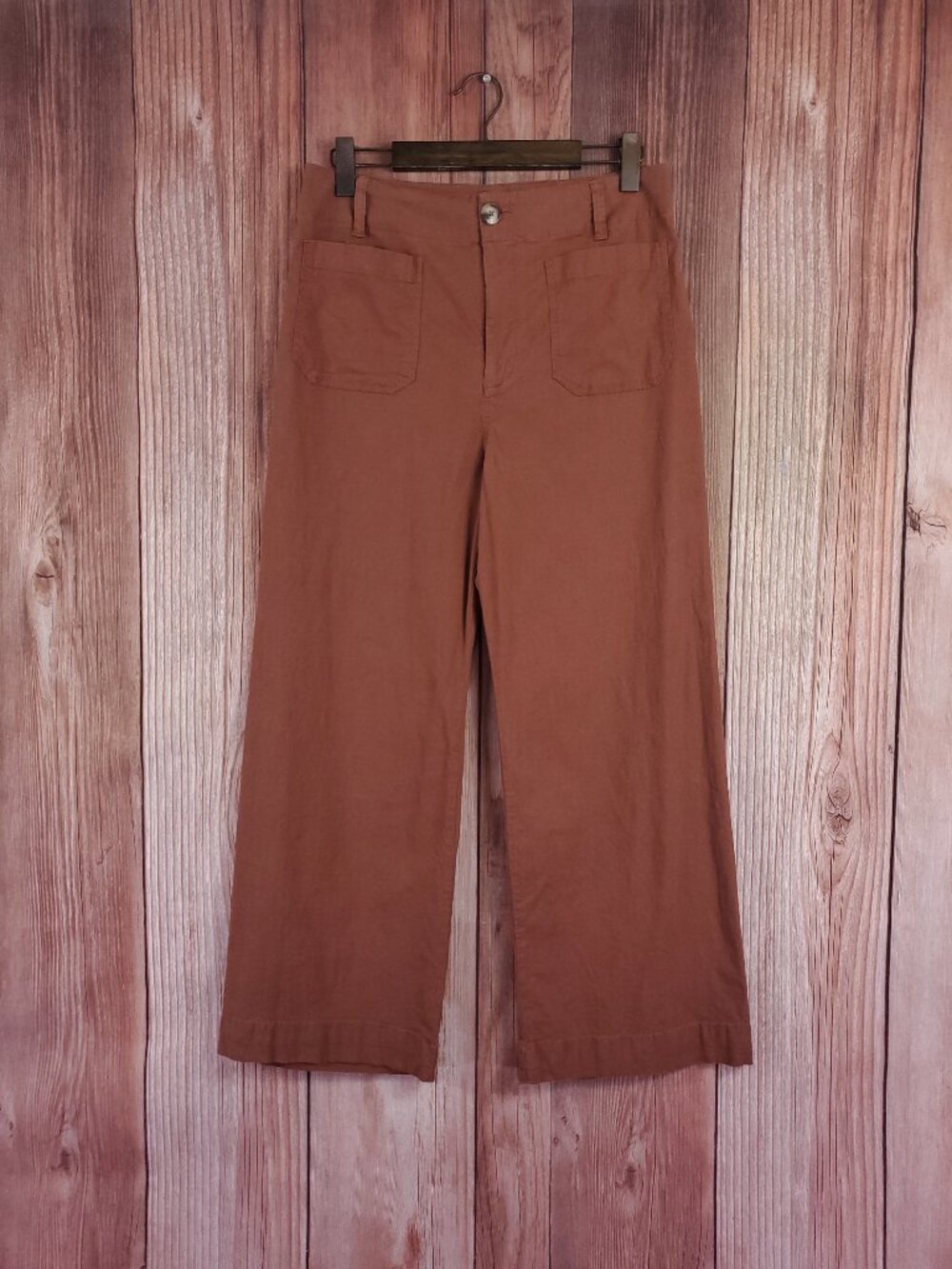 Anthropologie Maeve Womens 31P Colette Linen Stretch High Rise Wide Leg Pants